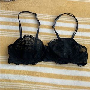 Unlined black lace bra